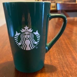 Starbucks dark green coffee mug 16 ounce white inside